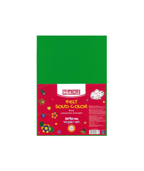 Fetru, 20x30cm, 180g/m2, verde, 10 foi, MAXI